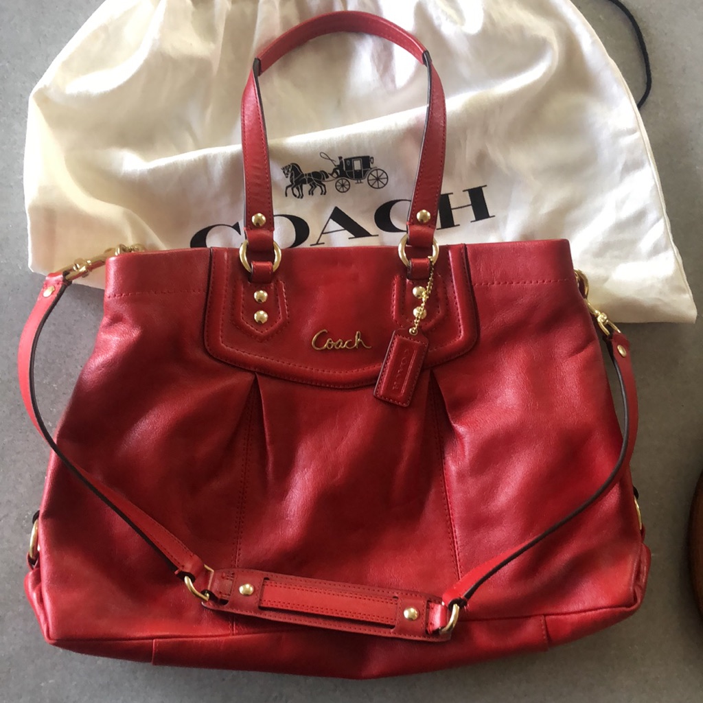 Coach F19243 Red Ashley Leather Shoulder Hangbag